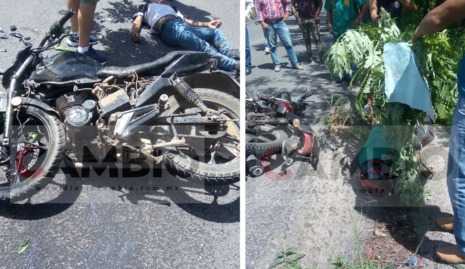 Choque frontal entre dos motociclistas deja un muerto y un lesionado en Hueytamalco