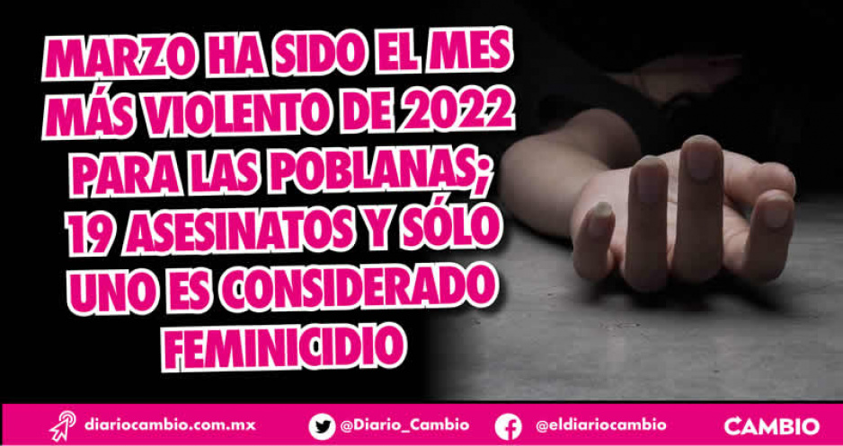 De enero a abril, 50 asesinatos de mujeres en Puebla: sólo siete se consideraron feminicidio