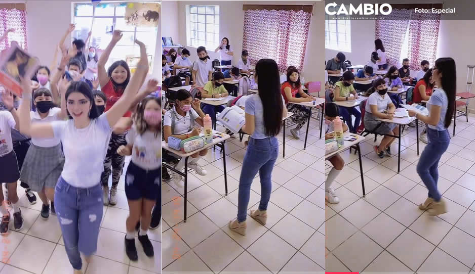 ¡Que moderna! Docente graba tiktoks con sus alumnos (VIDEO)