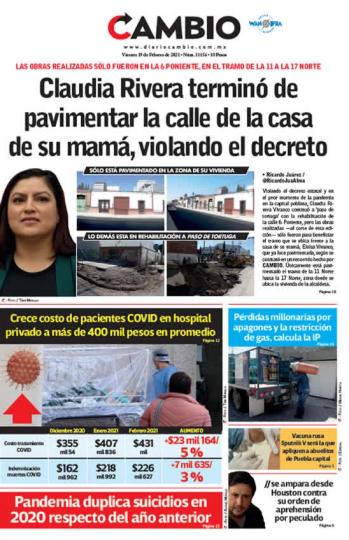 Claudia Rivera terminó de pavimentar la calle de la casa de su mamá, violando el decreto