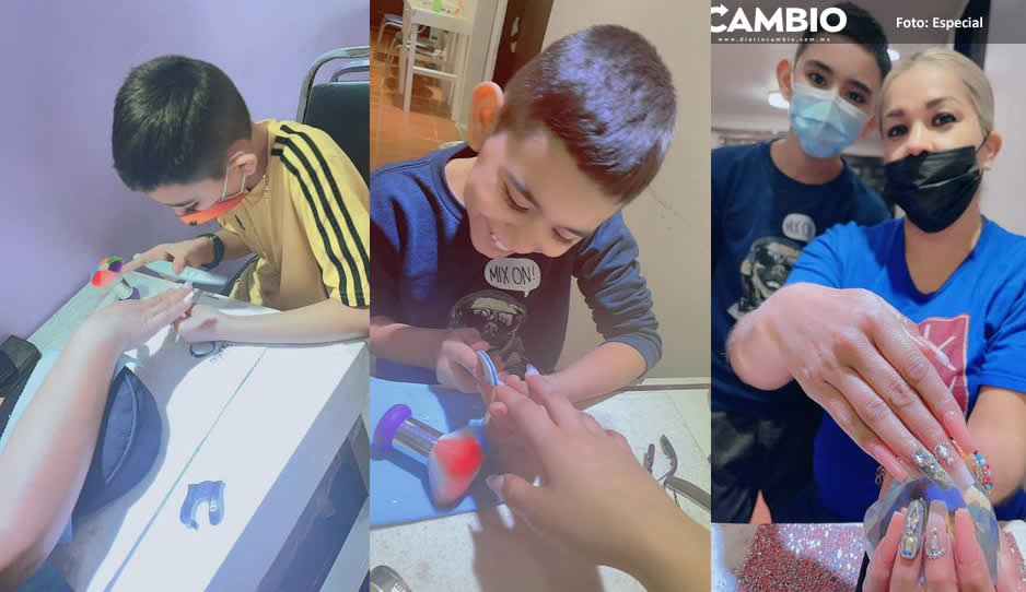 ¡Qué gran corazón! Aarón de 8 años aplica uñas de acrílico para pagar cirugía de su hermano
