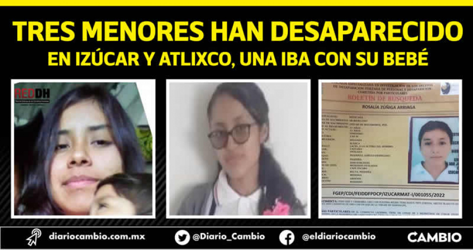 Cuatro mujeres han desaparecido durante septiembre en Atlixco e Izúcar, tres son niñas (FOTOS)