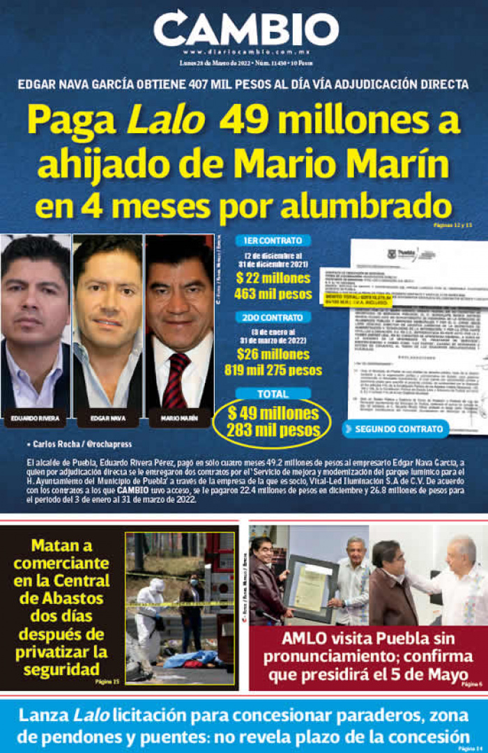 Paga Lalo 49 millones a ahijado de Mario Marín en 4 meses por alumbrado