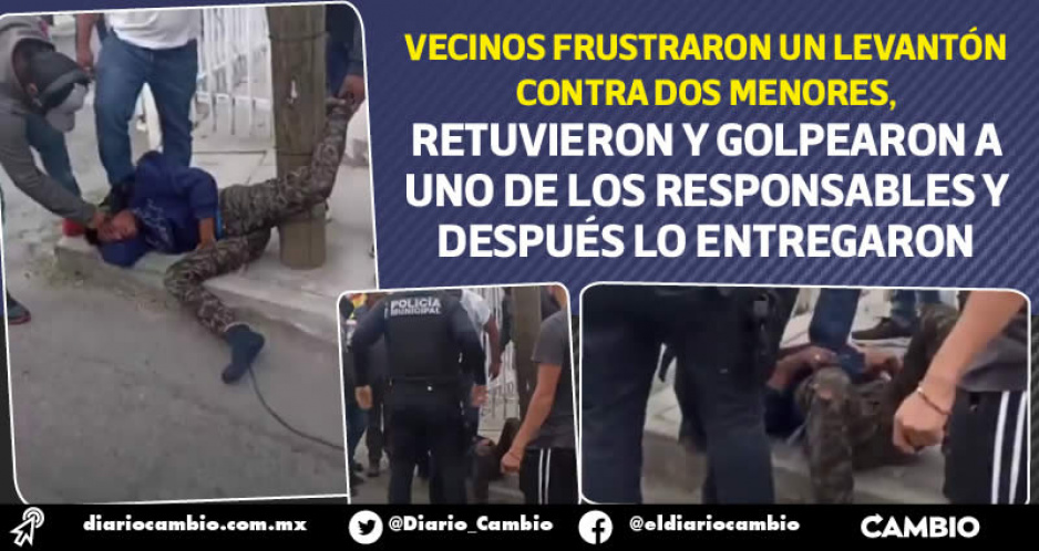 En Castillotla salvan a dos menores de un intento de levantón; capturan y golpean a uno de los responsables (FOTOS)
