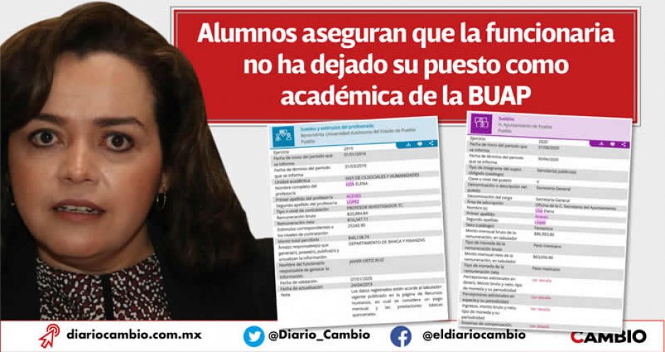 ¿No que era diferente? Liza Aceves dobleteó salarios en el Ayuntamiento y la BUAP para llevarse 109 mil al mes