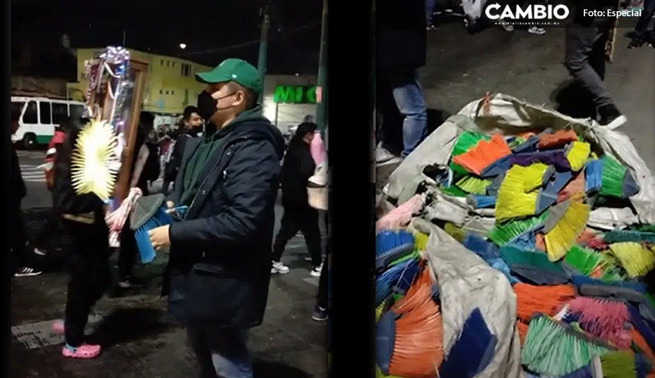 Comerciante vende escobas a fieles para que limpien su basura en la Basílica y se hace viral (VIDEO)