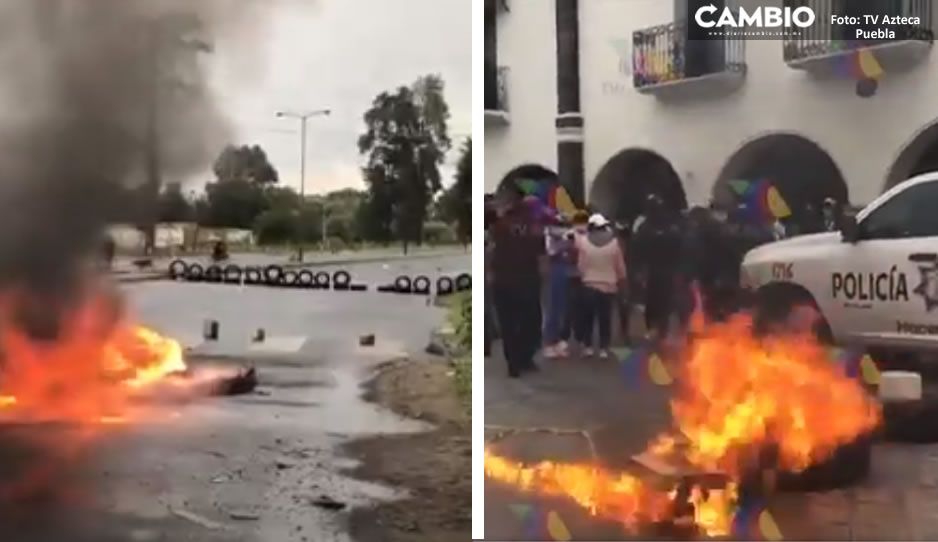 VIDEO: Protesta vs Angélica Alvarado se sale de control; queman llantas y bloquean la federal México-Puebla