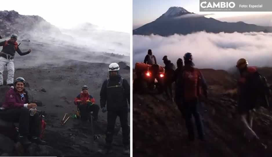 ¡De terror! Alpinistas suben al cráter del Popocatépetl y muere mujer tras explosión