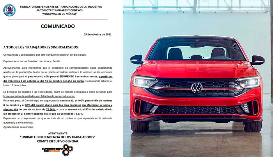 Frenan producci&oacute;n del Jetta en la VW; se van a paro t&eacute;cnico por desabasto de semiconductores