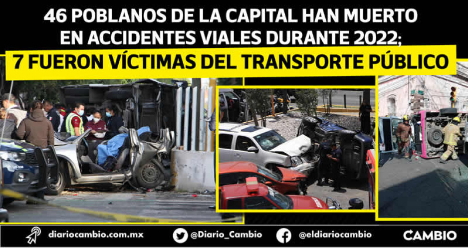 Accidentes de tránsito han dejado 46 muertos en Puebla capital durante 2022