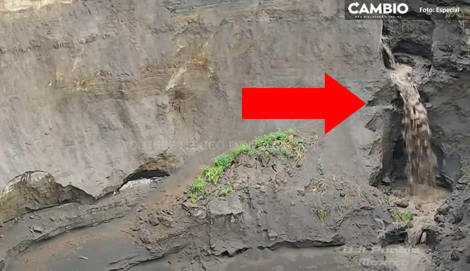 ¡Más misterios en Zacatepec! Aparece impresionante mini cascada dentro del socavón (VIDEO)