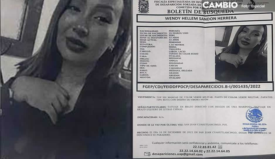 Buscan a Wendy Sandon, peruana desaparecida en Cuautlancingo ¡Ayuda a localizarla!