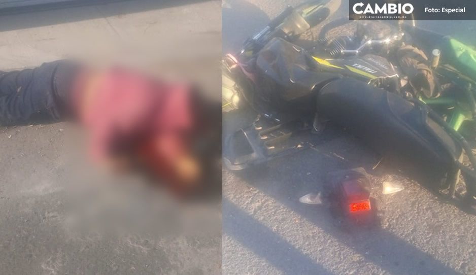Menor de edad atropella y mata a una mujer que viaja en su moto en Tianguismanalco (FUERTE FOTO)