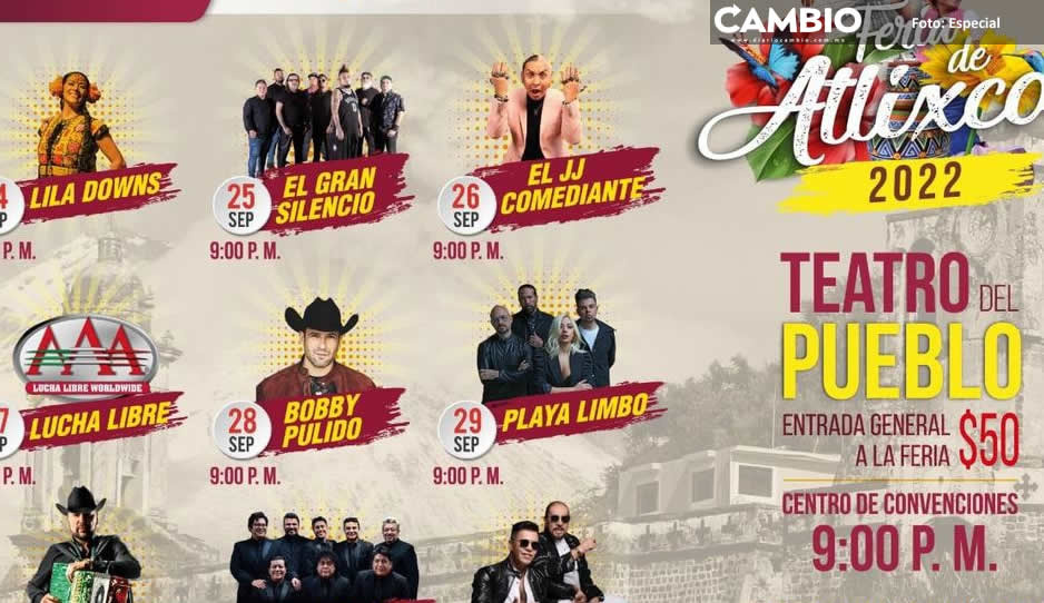Bobby Pulido, el Gran Silencio, Cañaveral y Playa Limbo estarán en la Gran Feria de Atlixco