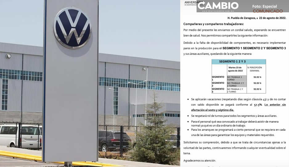 En plena crisis, VW va otra vez a paro técnico por falta de componentes