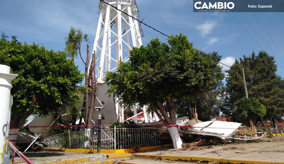 Ayuntamiento de Texmelucan no ha indemnizado a lesionado  por caída del tanque elevado en San Baltazar Temaxcalac