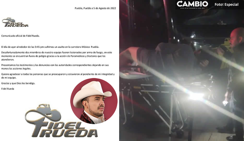 Confirma Fidel Rueda que dos de su staff fueron baleados durante intento de asalto en la México-Puebla