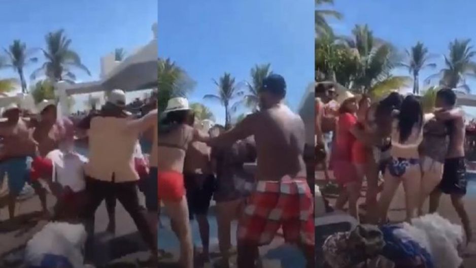 Mala copas arman tremenda batalla campal en pool party del Riu Mazatlán (VIDEOS)