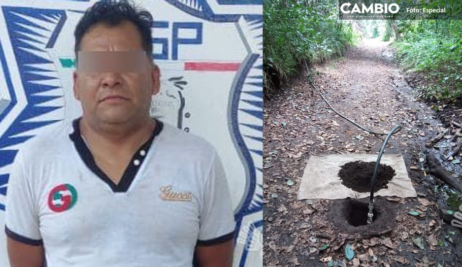 Policía Estatal detiene a huachicolero y halla toma clandestina en Pahuatlán