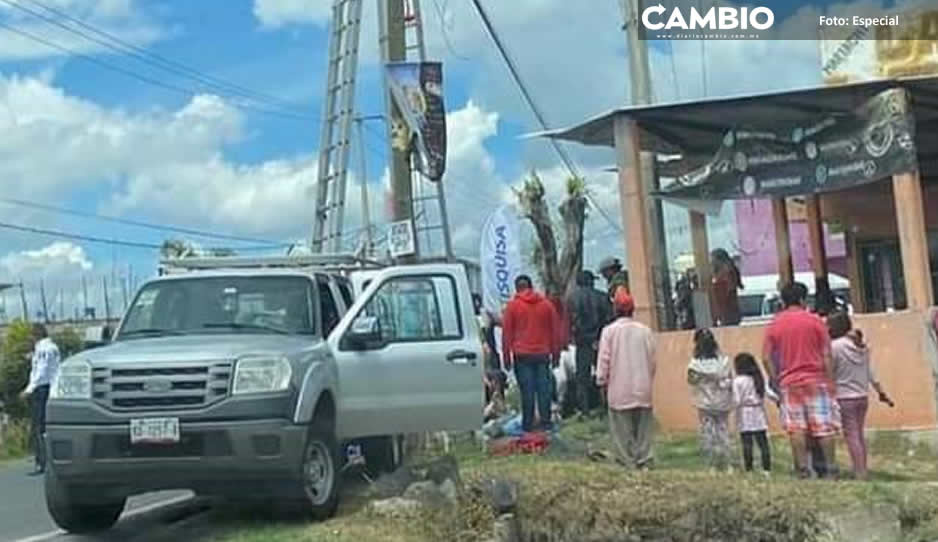 Trabajador sufre descarga eléctrica en San Pedro Cholula