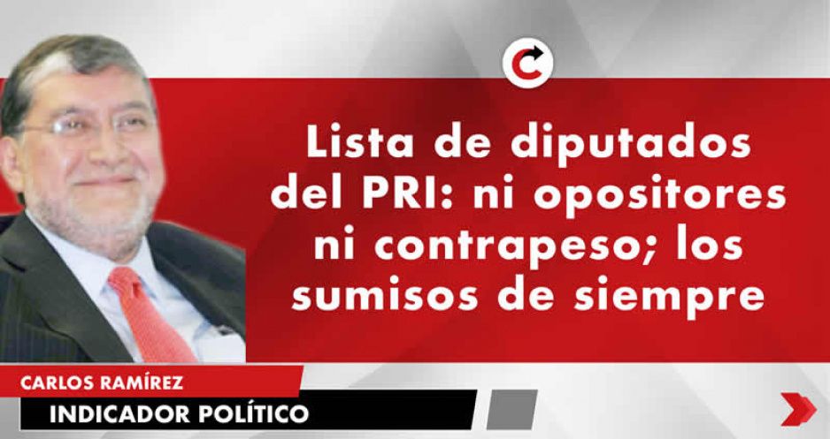 Lista de diputados del PRI: ni opositores ni contrapeso; los sumisos de siempre