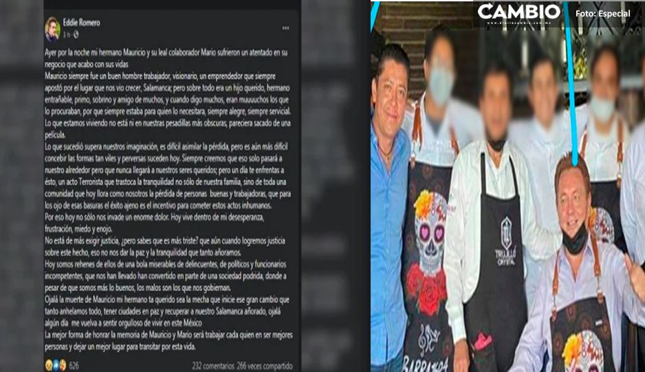 Somos rehenes de los delincuentes, acusa hermano del dueño del restaurante en Guanajuato