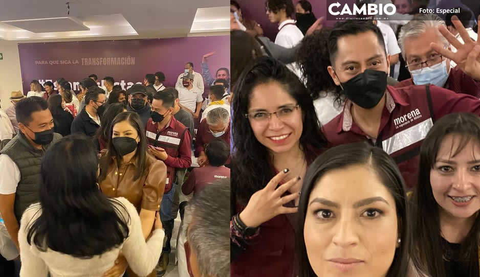 Claudistas aprovechan que diputados fueron corridos y se agandallan evento de Sheinbaum en Puebla