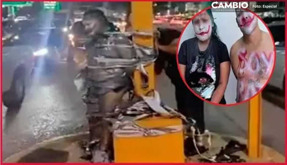 FOTOS: Justicieros amarran y pintan de Joker a pareja de ladrones