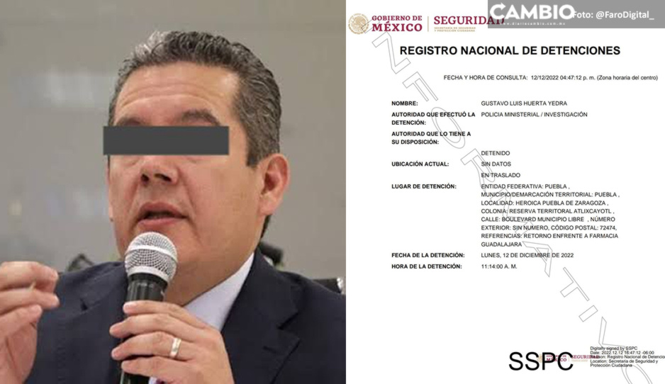 Detienen a ex fiscal de investigación metropolitana en Puebla