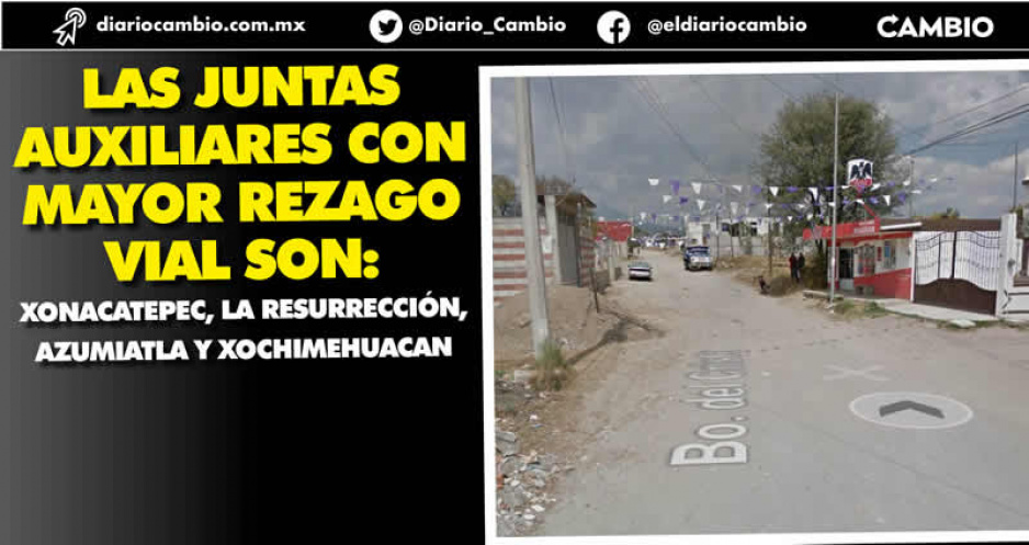 Más de la mitad de las calles de Xonacatepec y La Resurrección no están pavimentadas