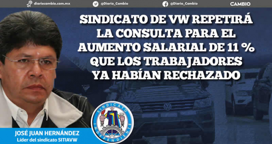 Sindicato de VW repetirá la consulta con sus agremiados del aumento de 11 % a su salario