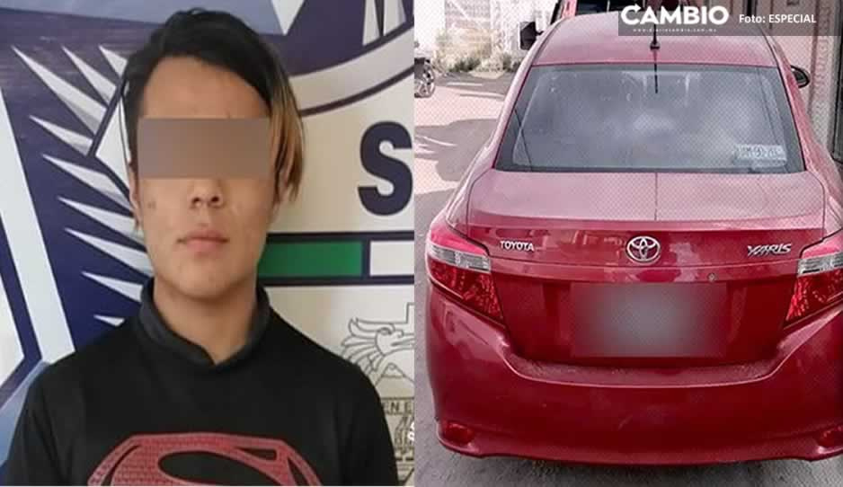 Este es el jovencito que manejaba el Toyota Yaris robado en restaurante San Pedro Cholula; sólo tiene 19 años