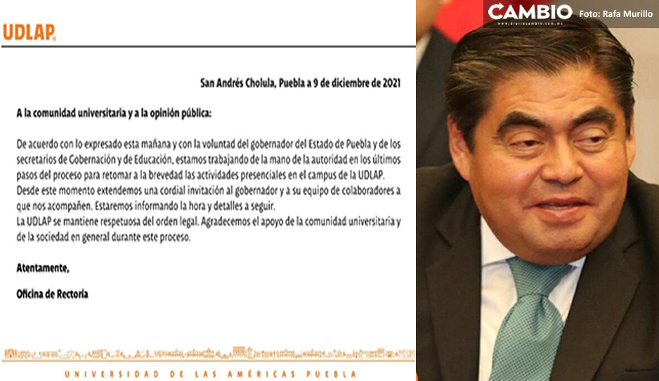 Jenkins le toman la palabra a Barbosa: aceptan dialogar para reabrir la UDLAP