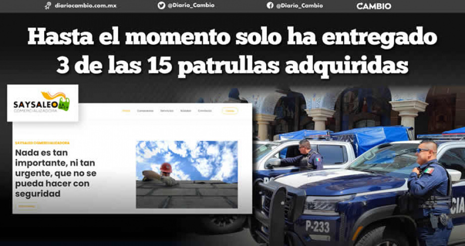 Ayuntamiento de Pedro Tepole compra patrullas por 24 millones a empresa que vende equipo de seguridad