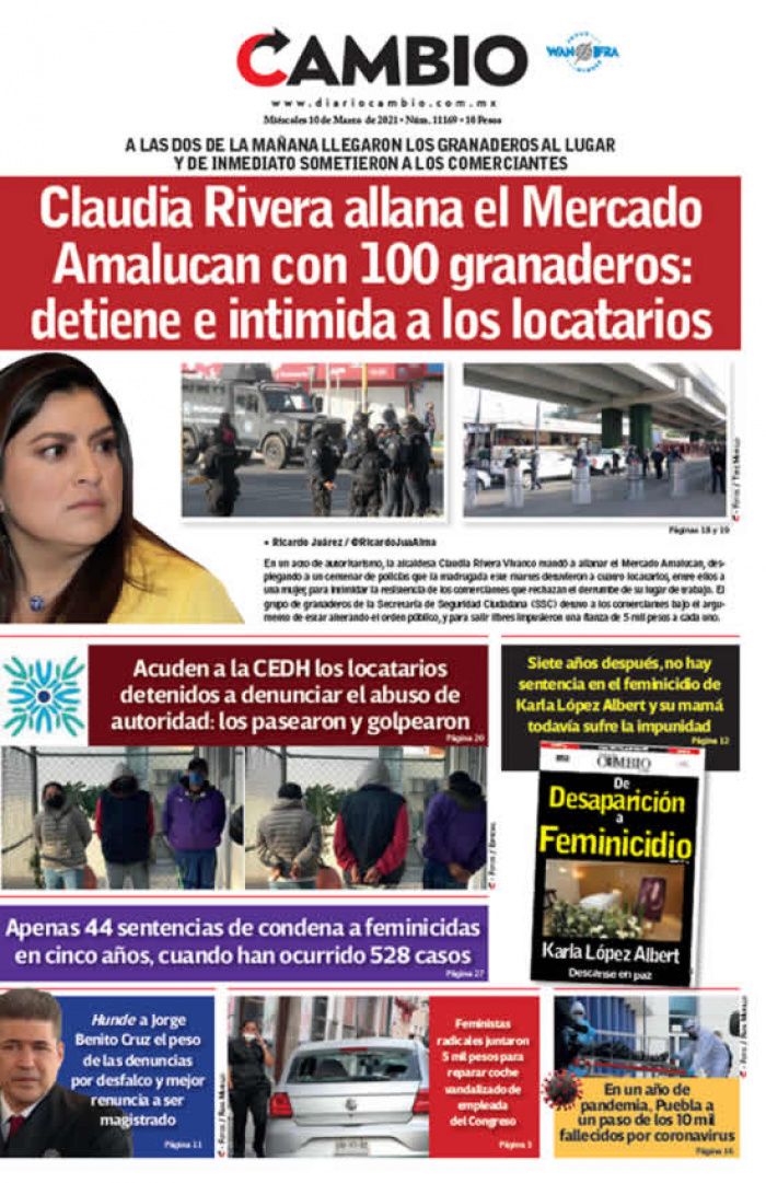Claudia Rivera allana el Mercado Amalucan con 100 granaderos: detiene e intimida a los locatarios