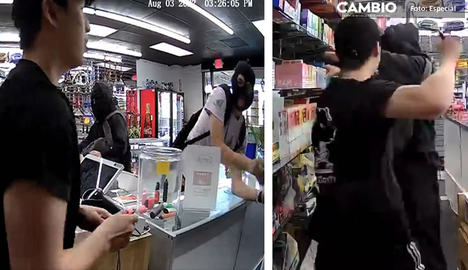 FUERTE VIDEO: Dueño de tienda se defiende y apuñala a su asaltante