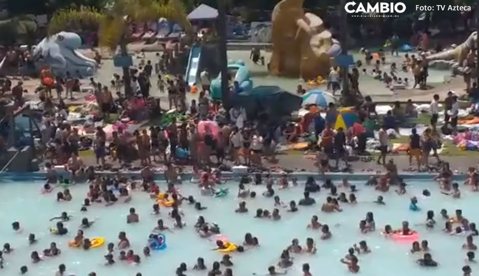 ¿Y la pandemia? Poblanos abarrotan balnearios durante Sábado de Gloria (VIDEO)