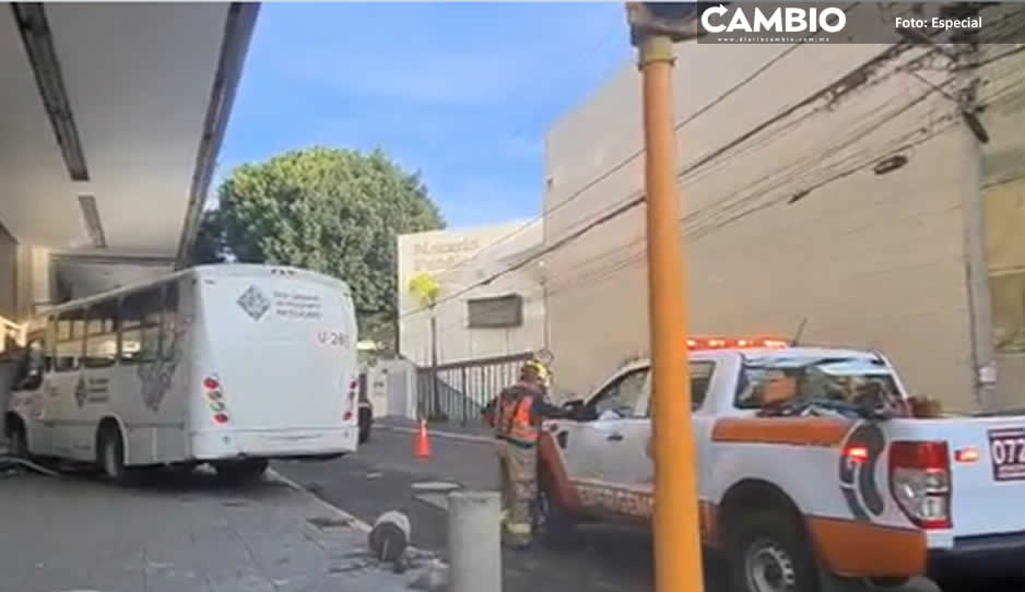 Alimentadora del RUTA se estampa vs camioneta y establecimiento en la 25 sur en La Paz