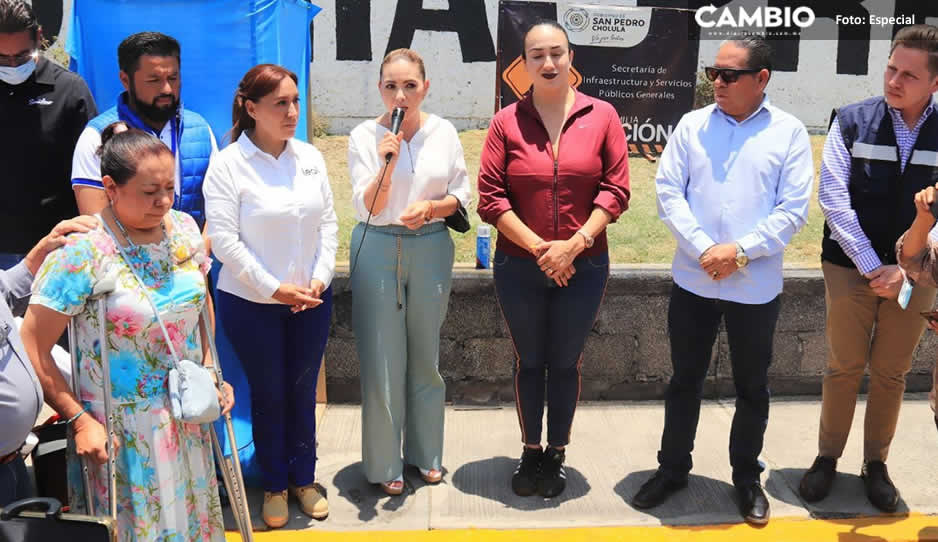 Paola Angón y ediles de San Andrés rehabilitan espacios peatonales y ciclovía del Antiguo Camino Real a Cholula