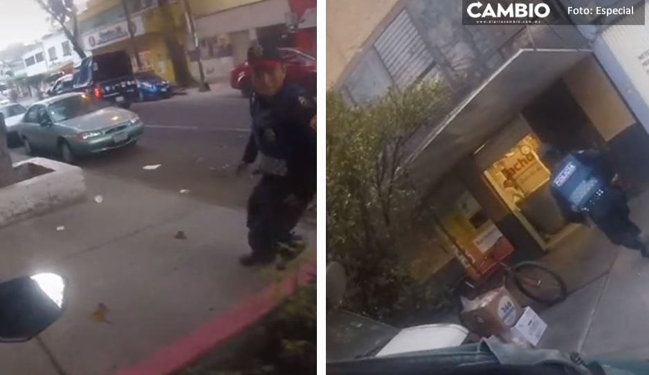 Motociclista le da aventón a un policía y logran detener a ladrón en la CDMX (VIDEO)
