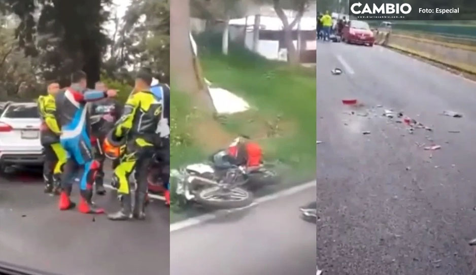 Motociclistas provocan choque múltiple en la México-Cuernavaca, hay dos heridos graves (VIDEO)