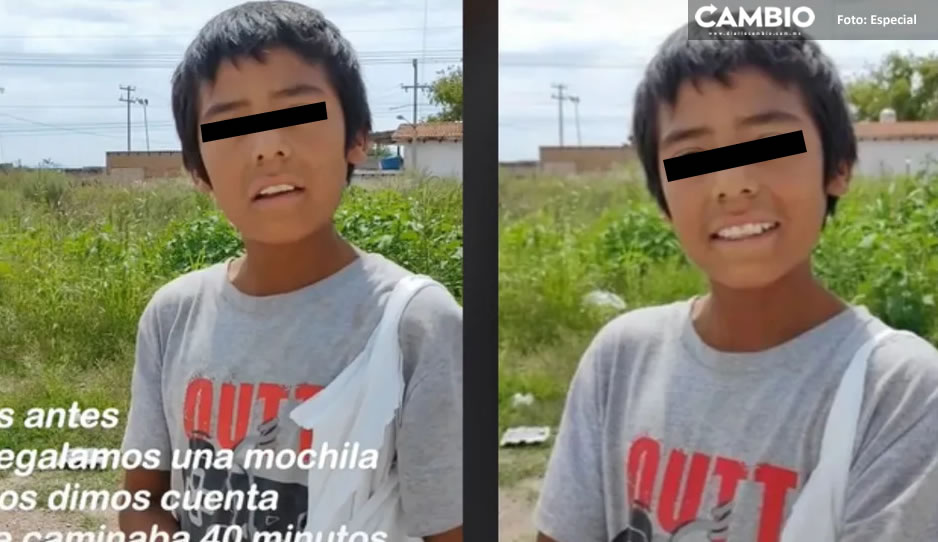 Conoce al pequeño José; recorría 40 minutos para ir a la escuela a pie y sin mochila (VIDEO)