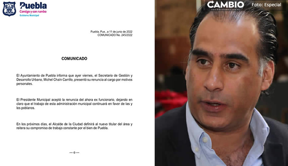 Renuncia Michel Chaín al Ayuntamiento de Puebla tras acusación de violencia familiar