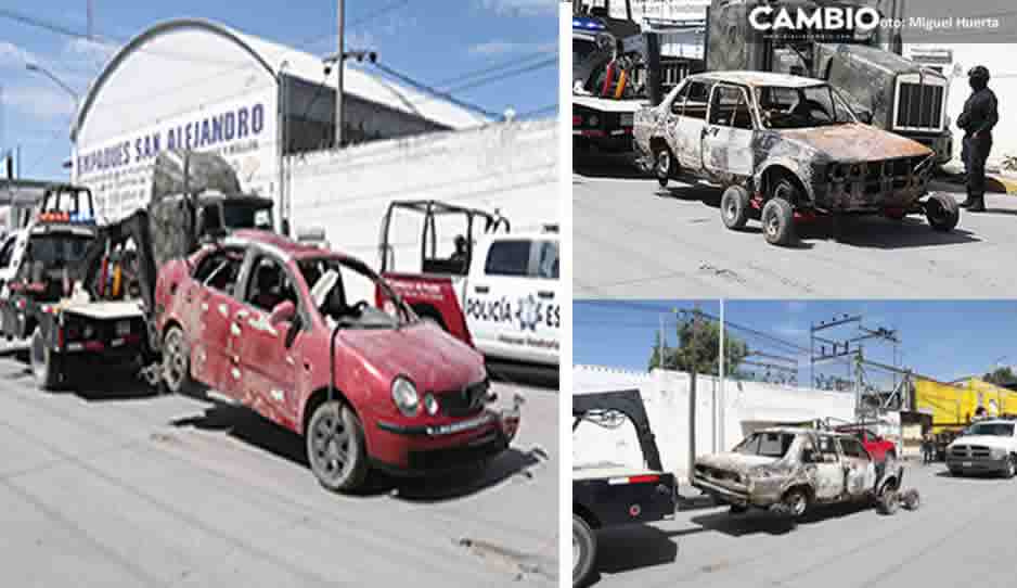 Grúas retiran autos calcinados tras explosión Xochimehuacan (VIDEO)