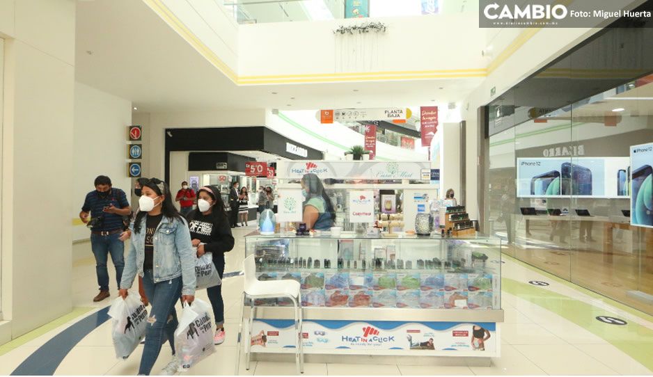 Empresarios desmienten rebasar aforo en centros comerciales como Angelópolis