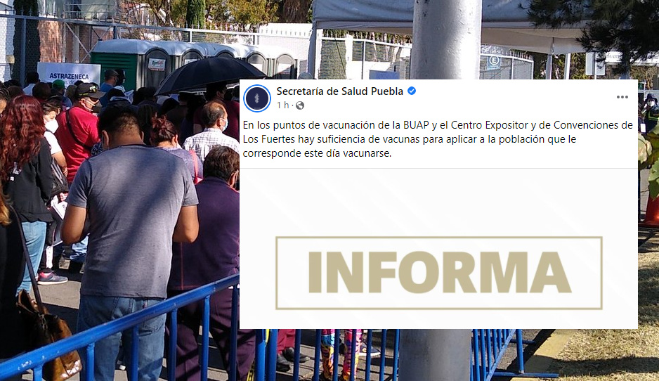 Falsa alarma: Salud Puebla anuncia que todavía hay dosis en la BUAP y el Centro Expositor