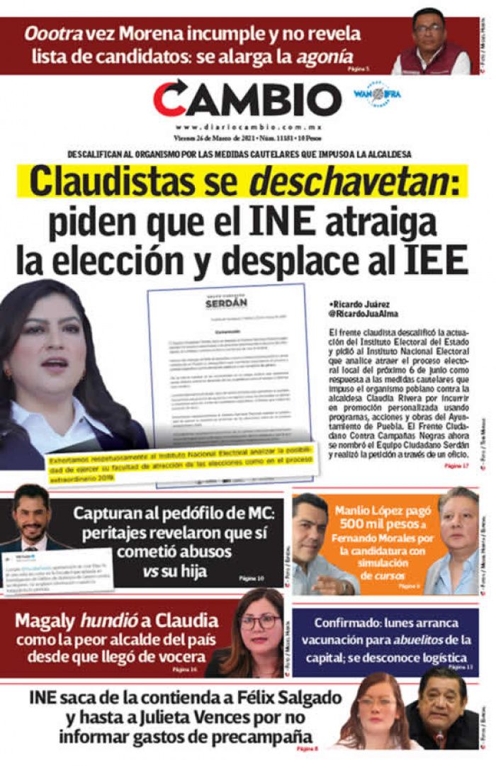 Claudistas se deschavetan: piden que el INE atraiga la elección y desplace al IEE
