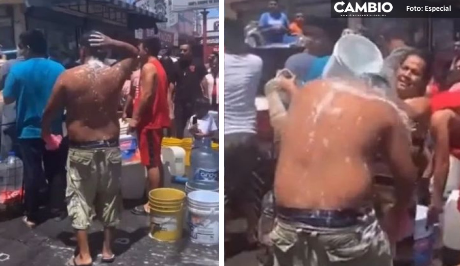 VIDEO: Regios aprovechan fuga y arman baño masivo tras crisis de agua en Nuevo León