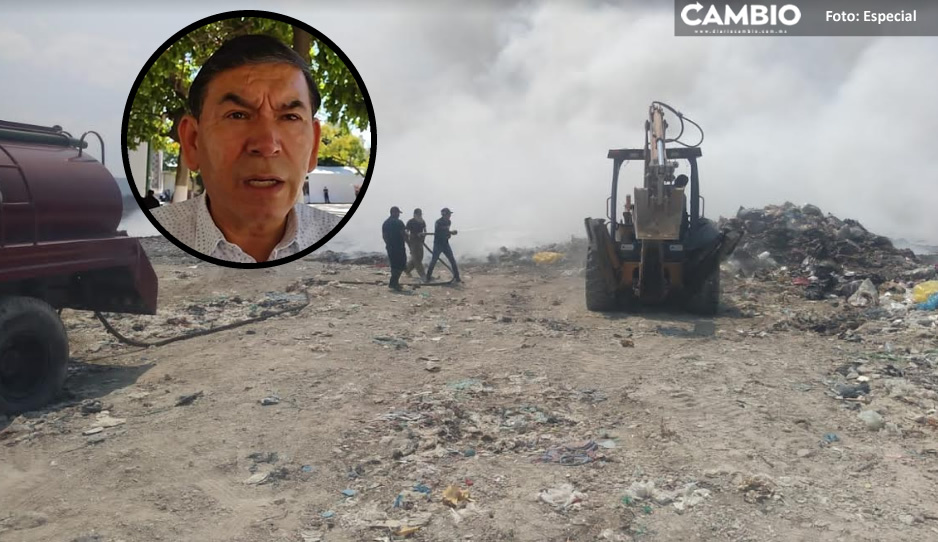 Tras más de 48 horas, gobierno de Tepole no logra sofocar incendio en el relleno sanitario de Tehuacán