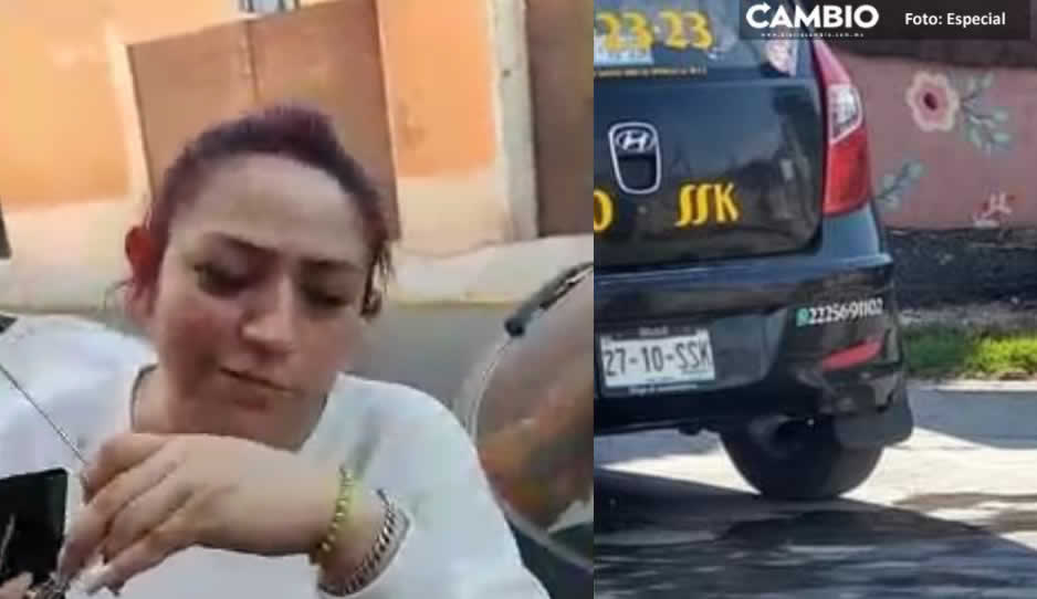 ¡Desgraciado! Taxista briago golpea a ex regidora de San Pedro Cholula (VIDEO)